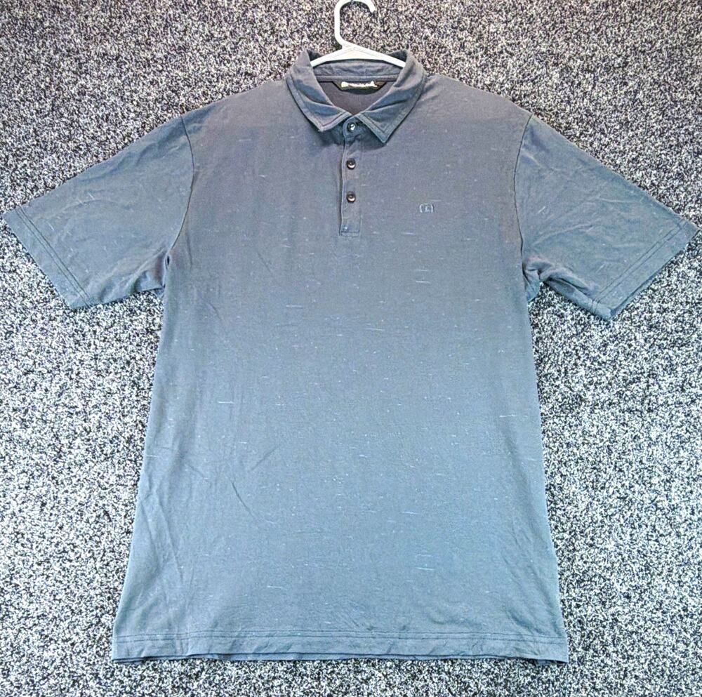 TravisMathew Polo Shirt Men's L Gray Short Sleeve Collared Solid Logo Button